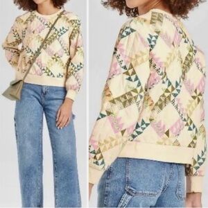 Women’s Quilted Pullover Sweatshirt - Universal Thread Cream Fair Isle S*